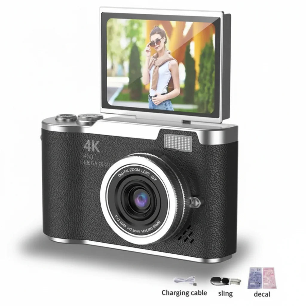 HD Compact Camera 4K 48MP 8X Zoom Flip Screen