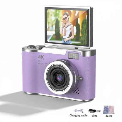 HD Compact Camera 4K 48MP 8X Zoom Flip Screen