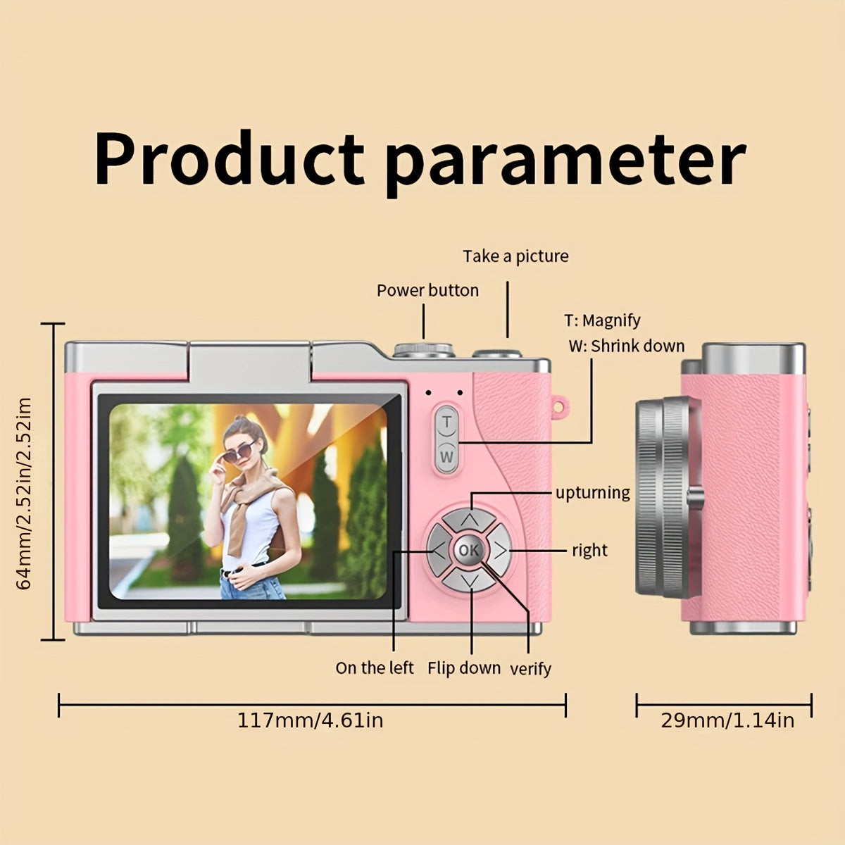 4K Digital Camera Compact Vlogging Camera with Flip Screen 7