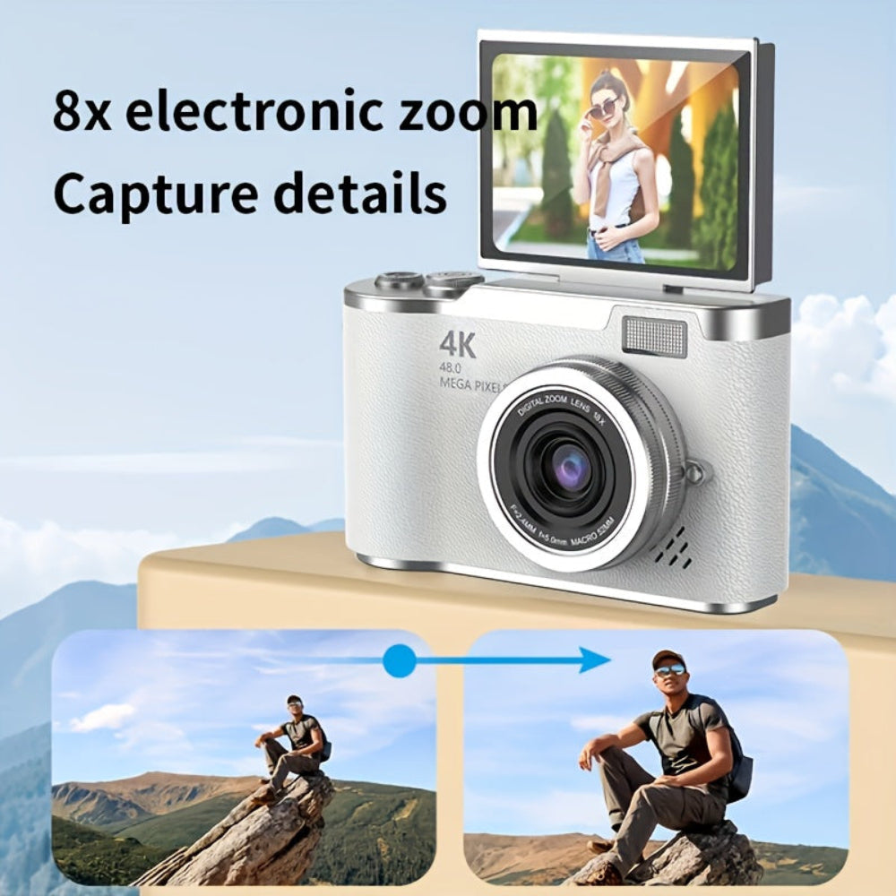 4K Digital Camera Compact Vlogging Recorder with Flip Screen 3