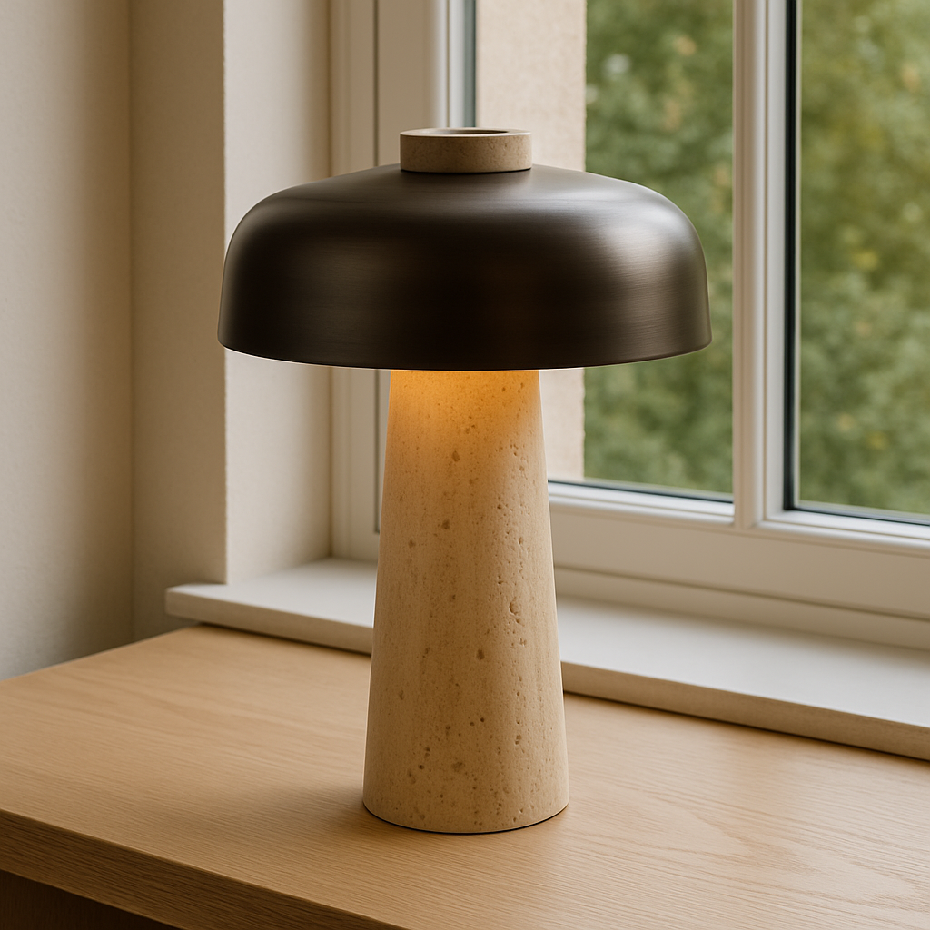 Natural Mushroom Desk Lamp With Wooden Base - Lusomart