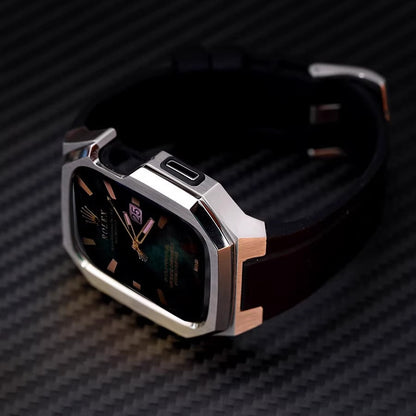 Durable Metal Watch Case with Soft Strap for Apple Watch