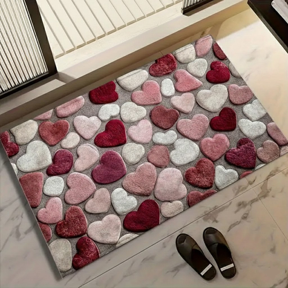 Colorful Heart Design Anti Slip Entry Mat