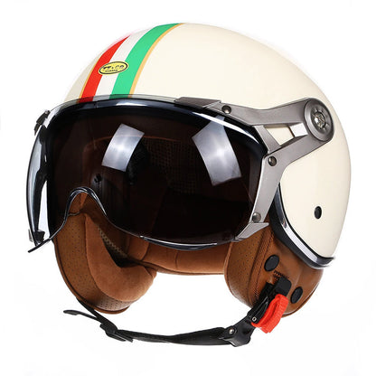 Retro Style Motorcycle Helmet With Clear Face Shield