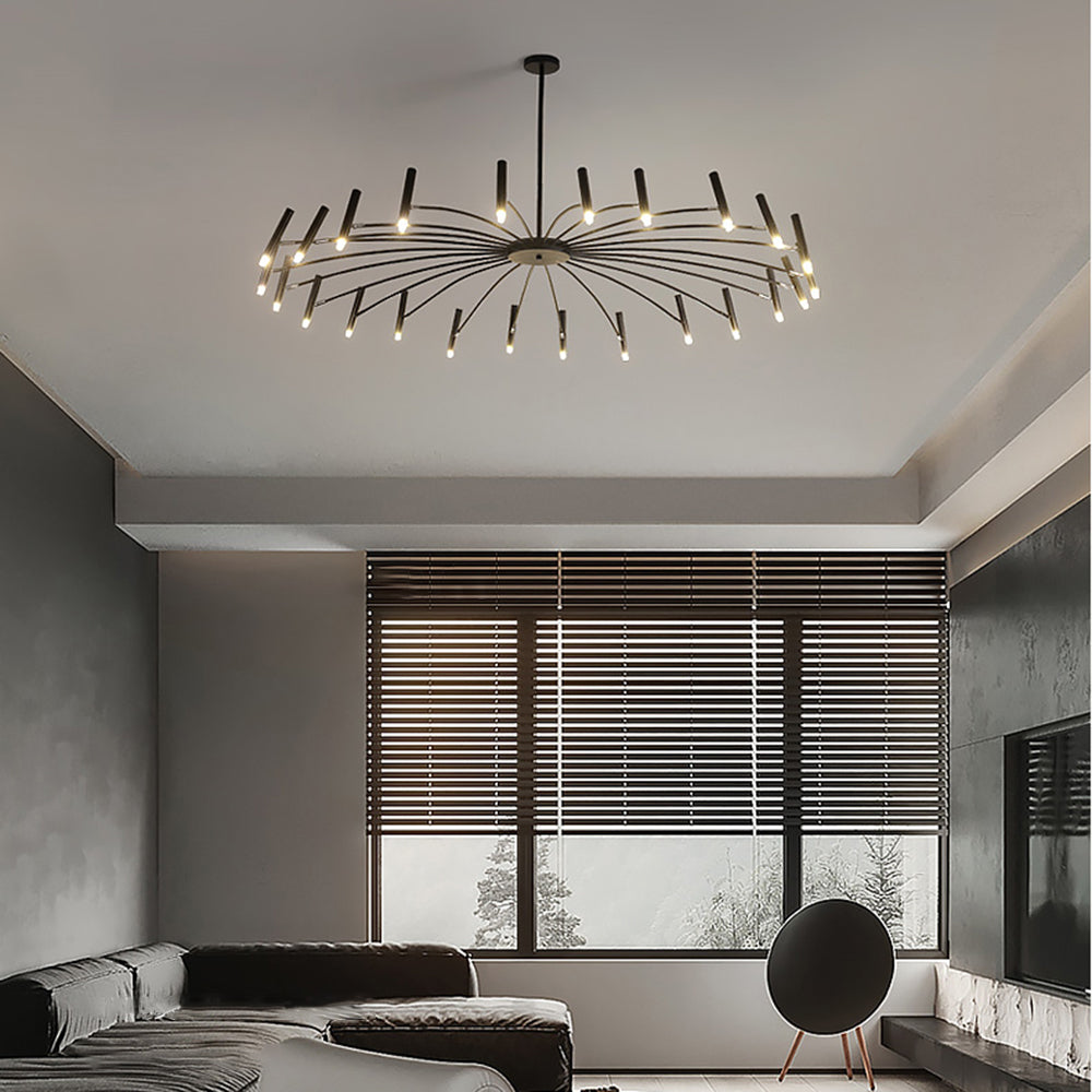 Luxury Gold Black Crystal LED Chandelier Light Fixture
