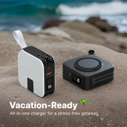Compact 5 Port Travel Charger With Wireless Charging Pad
