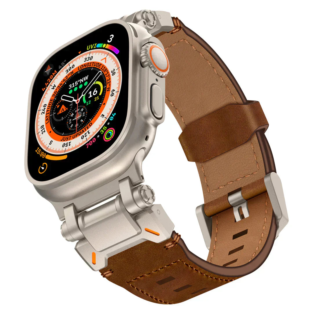 Stylish Leather Band with Metal Clip for Apple Watch