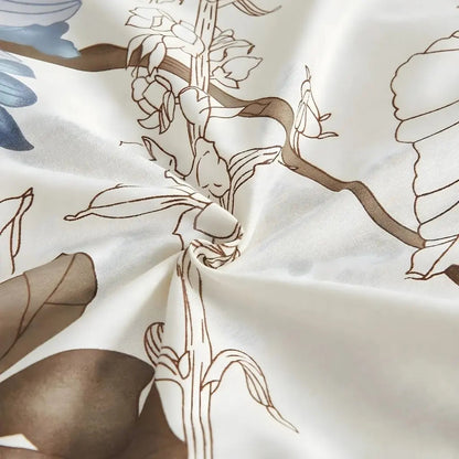 Botanical duvet cover set with oversized floral design in soft microfiber for serene bedroom comfort