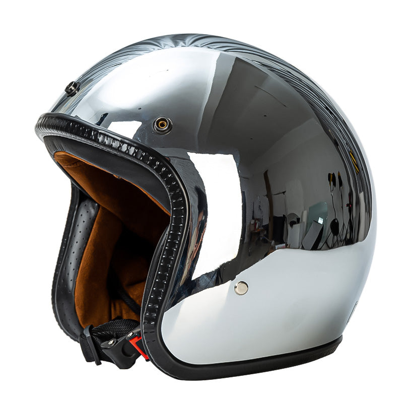Classic Silver 3/4 DOT Helmet Retro Style