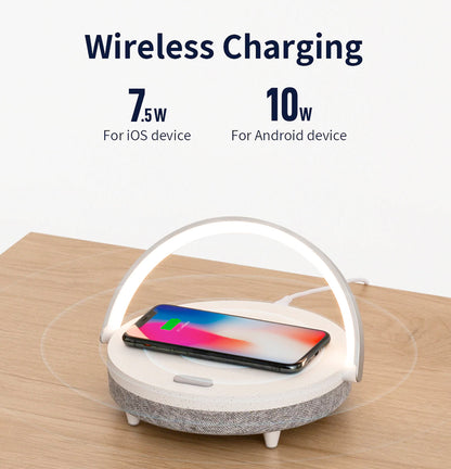 Smart 4-in-1 Bedside Table Lamp with Charger and Speaker