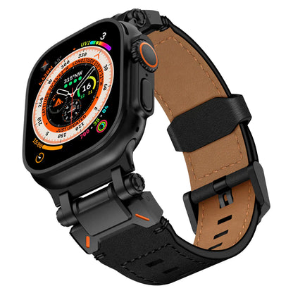 Stylish Leather Band with Metal Clip for Apple Watch