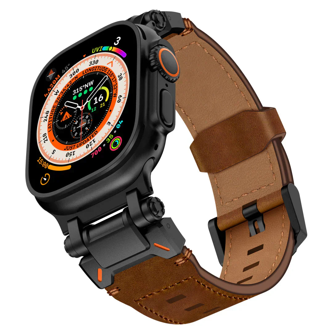 Stylish Leather Band with Metal Clip for Apple Watch