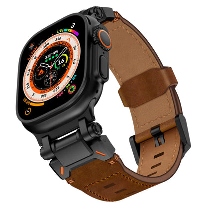 Stylish Leather Band with Metal Clip for Apple Watch