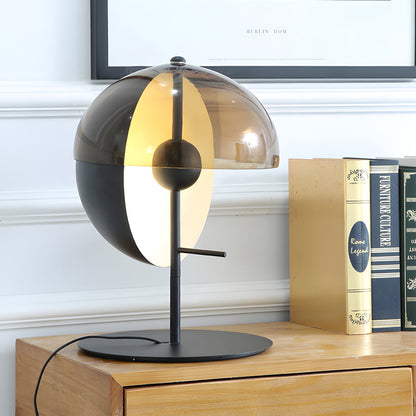 Tall Glass Table Lamp with Smoky Shade
