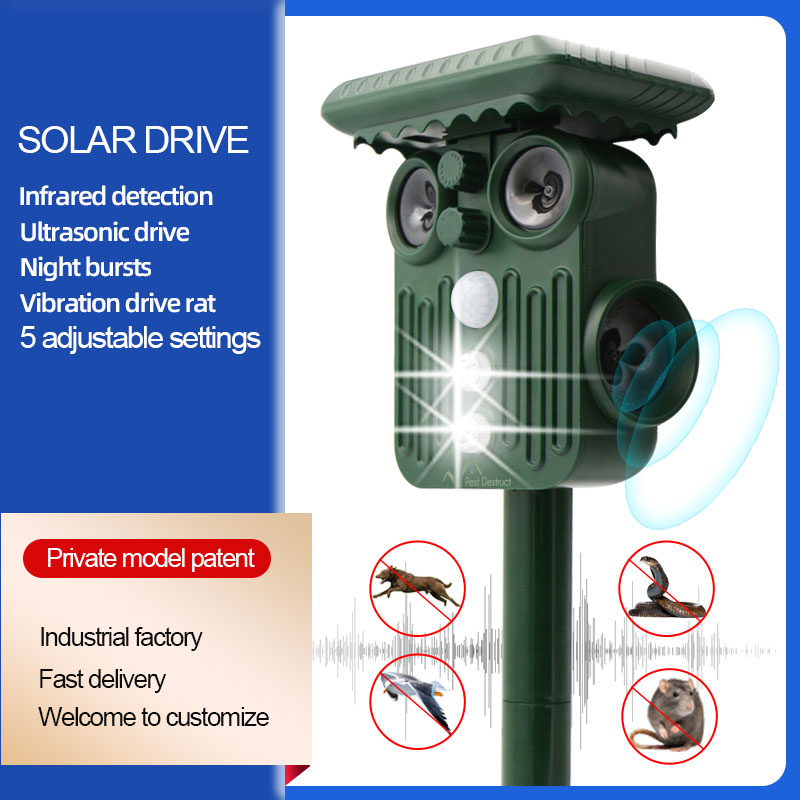 Outdoor Solar Powered Deer Repellent, 5 Modes, Waterproof