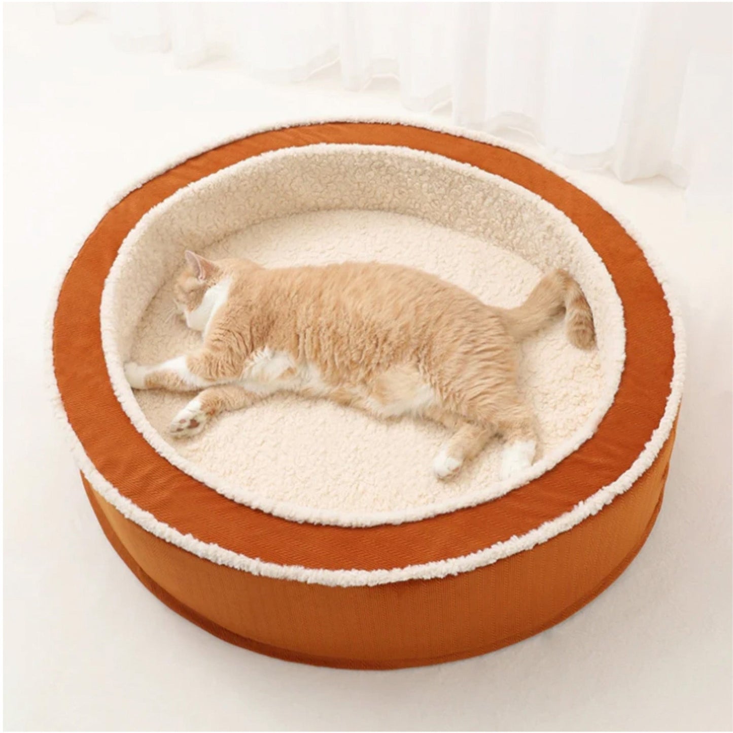 Comfy Soft Round Pet Bed Orthopedic Non Slip Bottom