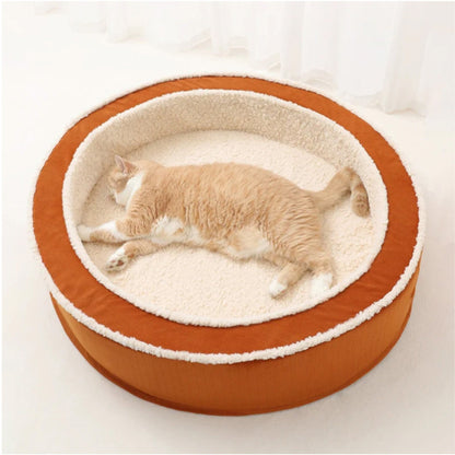 Comfy Soft Round Pet Bed Orthopedic Non Slip Bottom