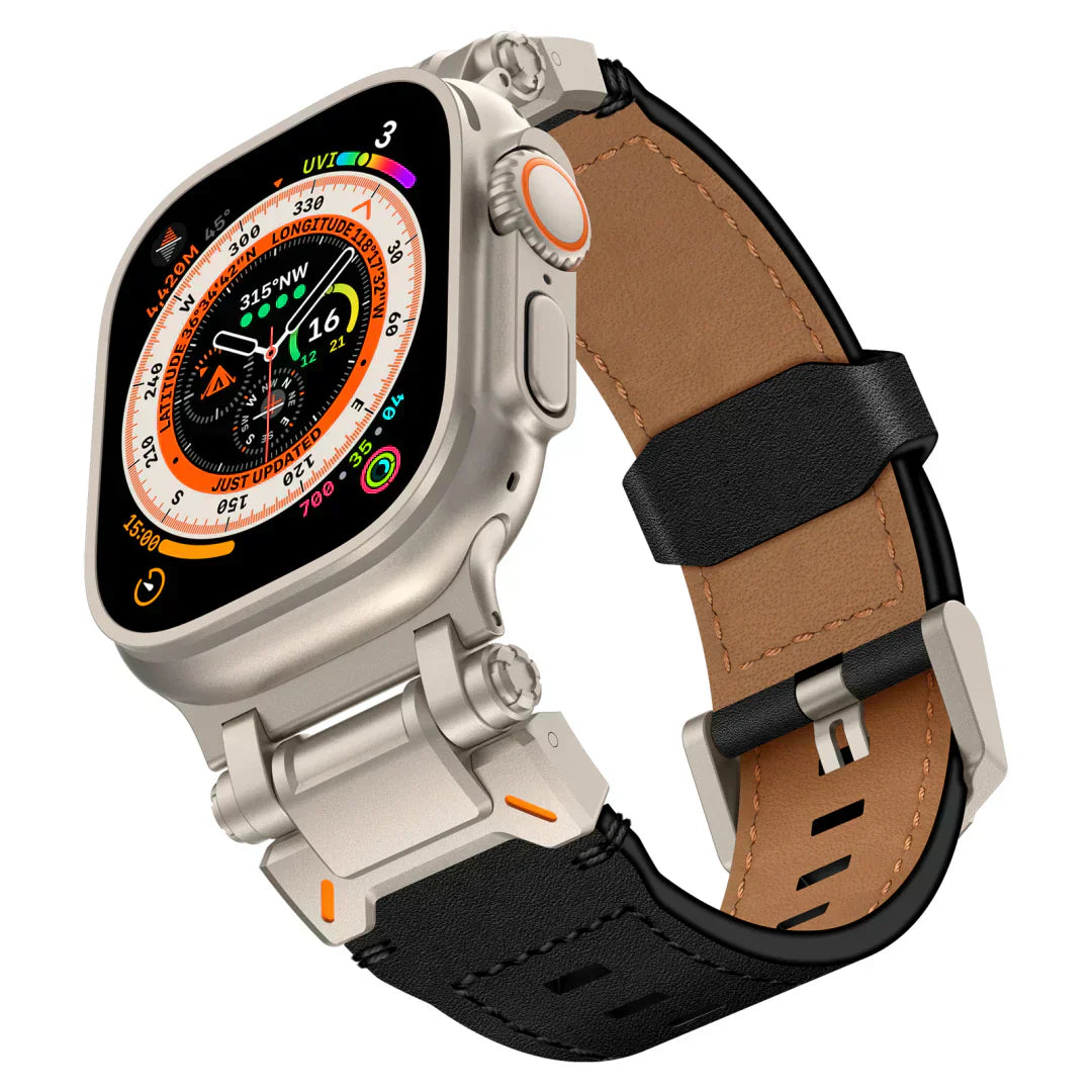 Stylish Leather Band with Metal Clip for Apple Watch
