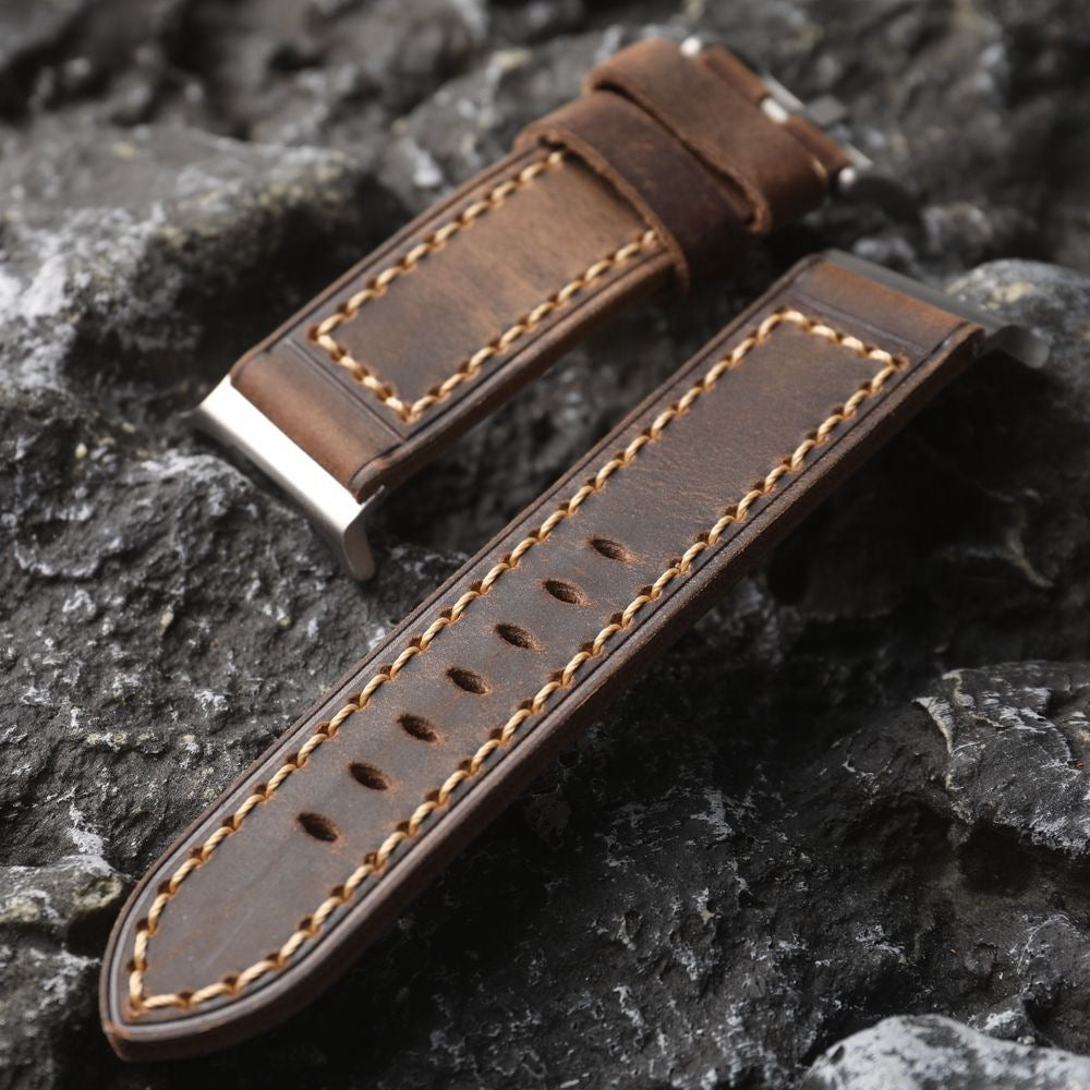 Leather Smartwatch Strap - Brown Genuine Wristband