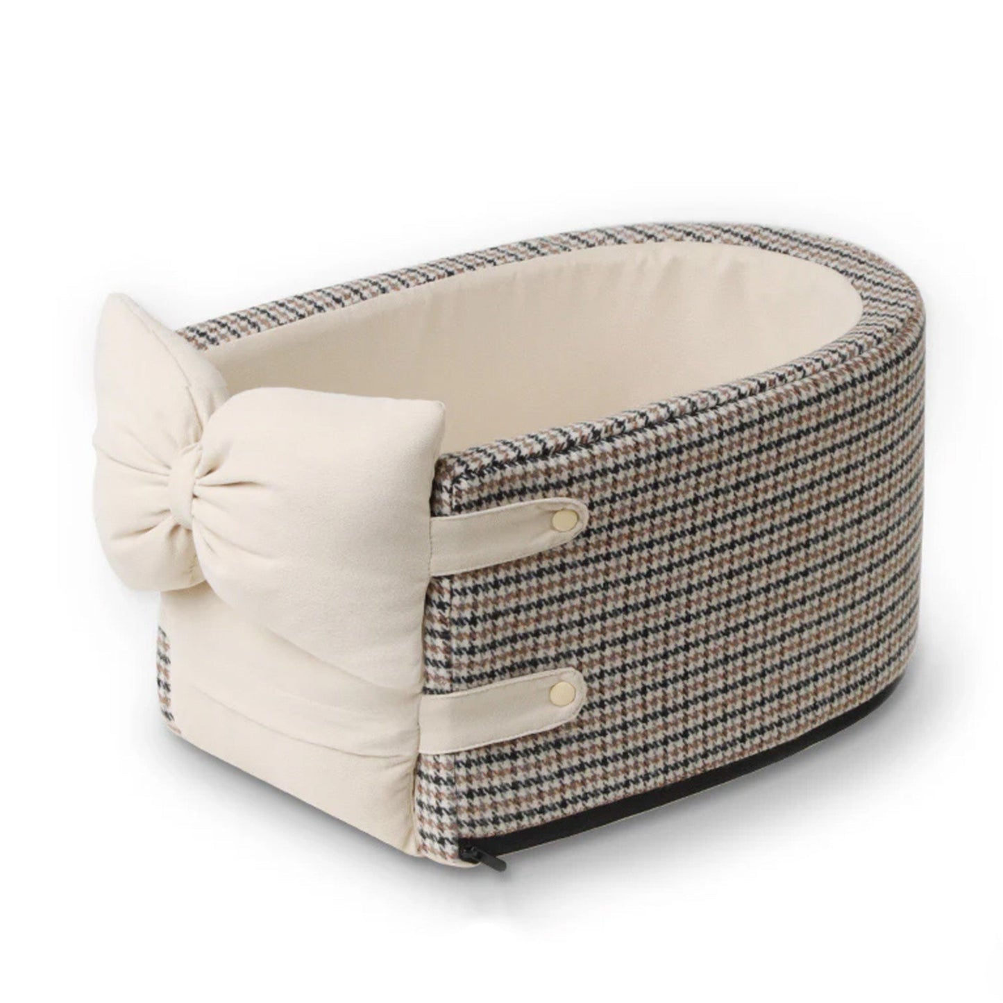 Cozy Houndstooth Pet Car Console Seat