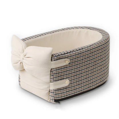 Cozy Houndstooth Pet Car Console Seat