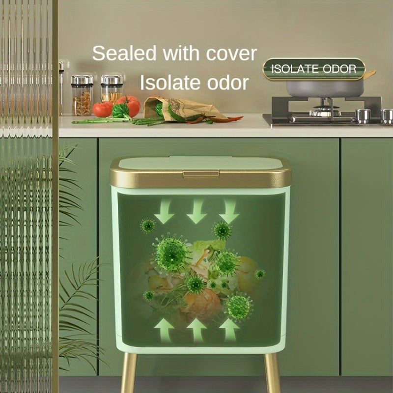 Large 15L Slim Kitchen Trash Can with Non Slip Base