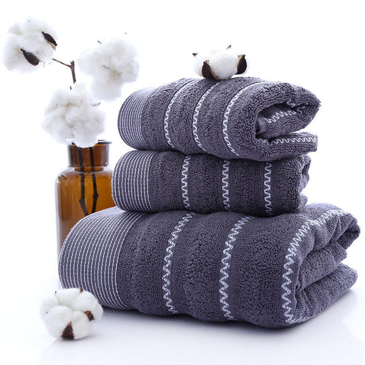 Soft Cotton Striped Bath Towel Set - Lusomart