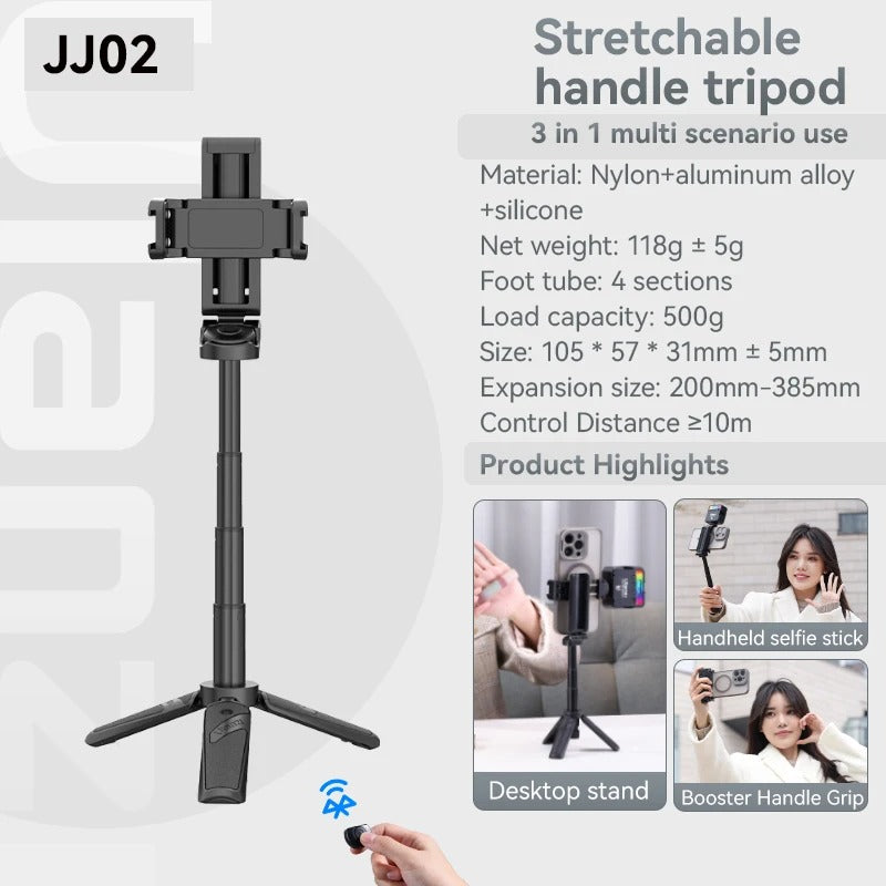 Portable Bluetooth Selfie Stick with 360° Rotation Holder