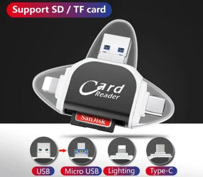 Compact 4-in-1 USB Card Reader
