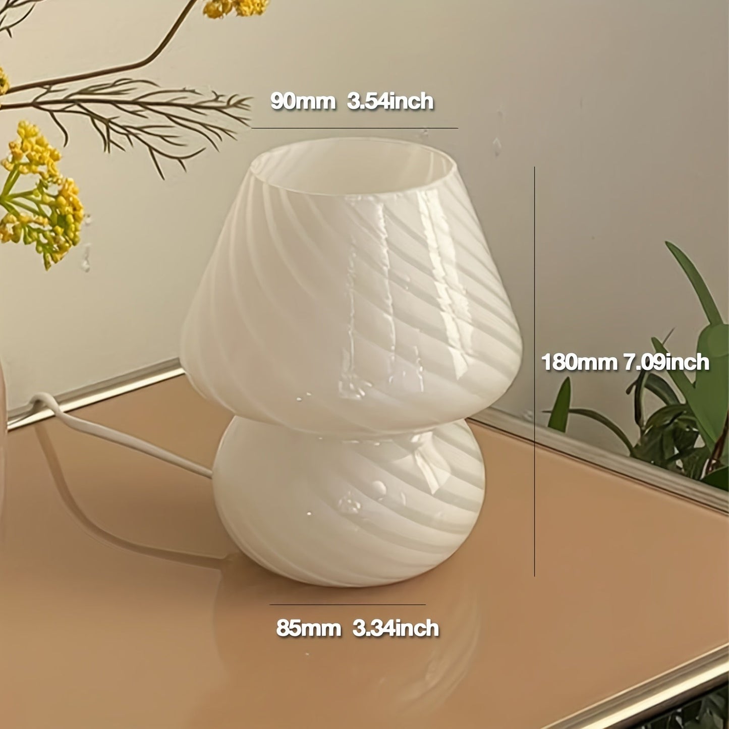 Colorful Glass Mushroom Desk Lamp | USB Adjustable Light