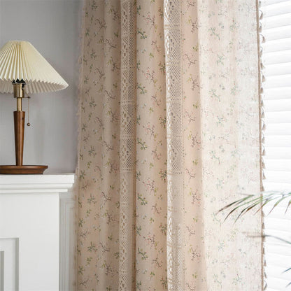 Colorful Plaid Patchwork Cotton Curtain with Tassels