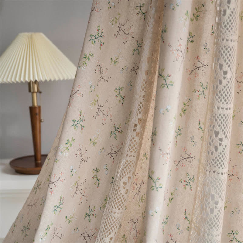 Colorful Plaid Patchwork Cotton Curtain with Tassels
