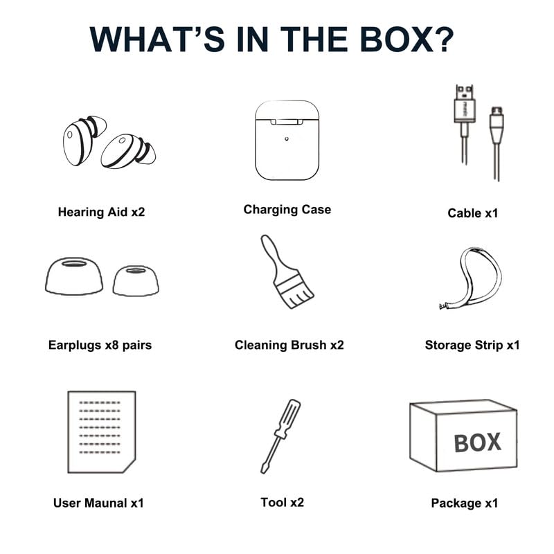 Rechargeable Hearing Aids With Wireless Charging Box
