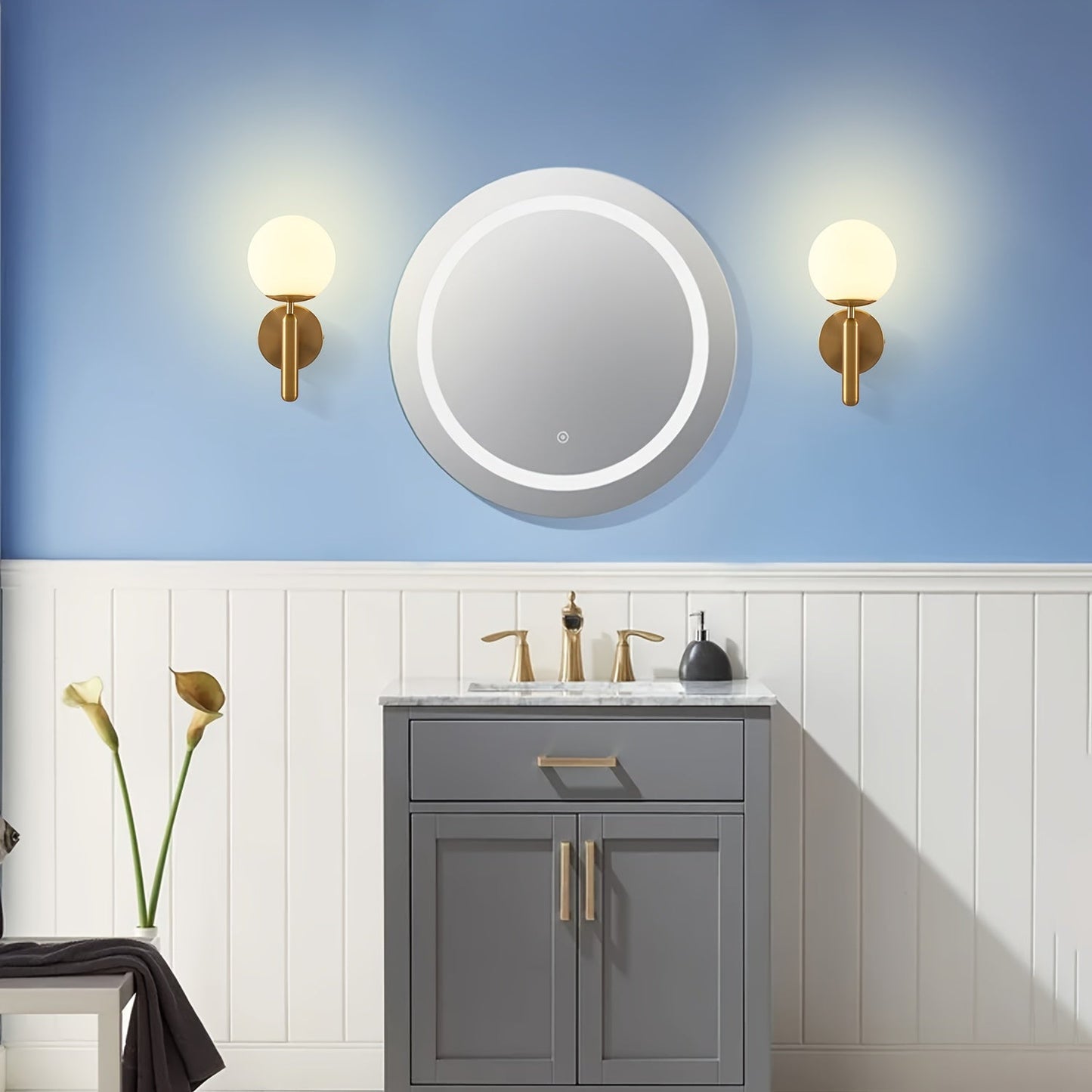 Sleek Glass Shade Wall Light | Brushed Metal Flush Mount Lamp