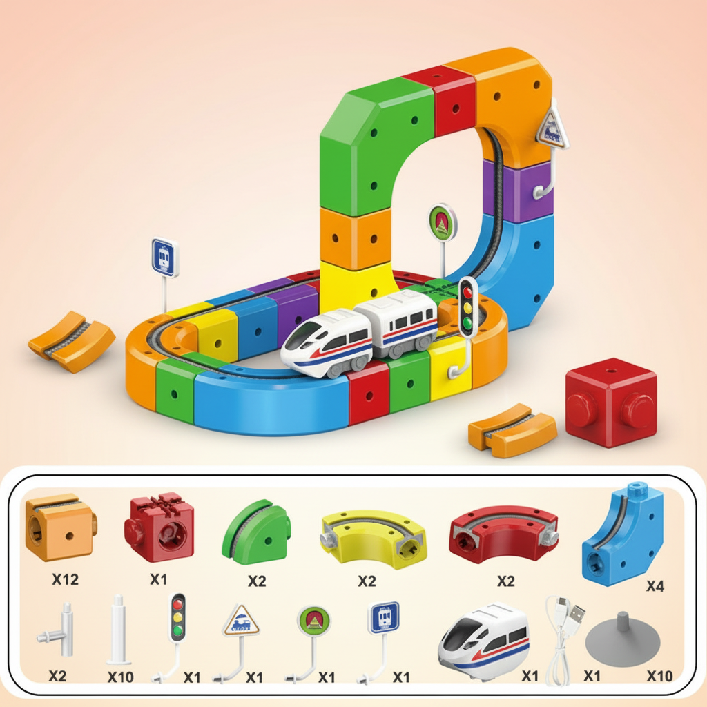 Fun Kids Building Blocks Marble Coaster Track Set