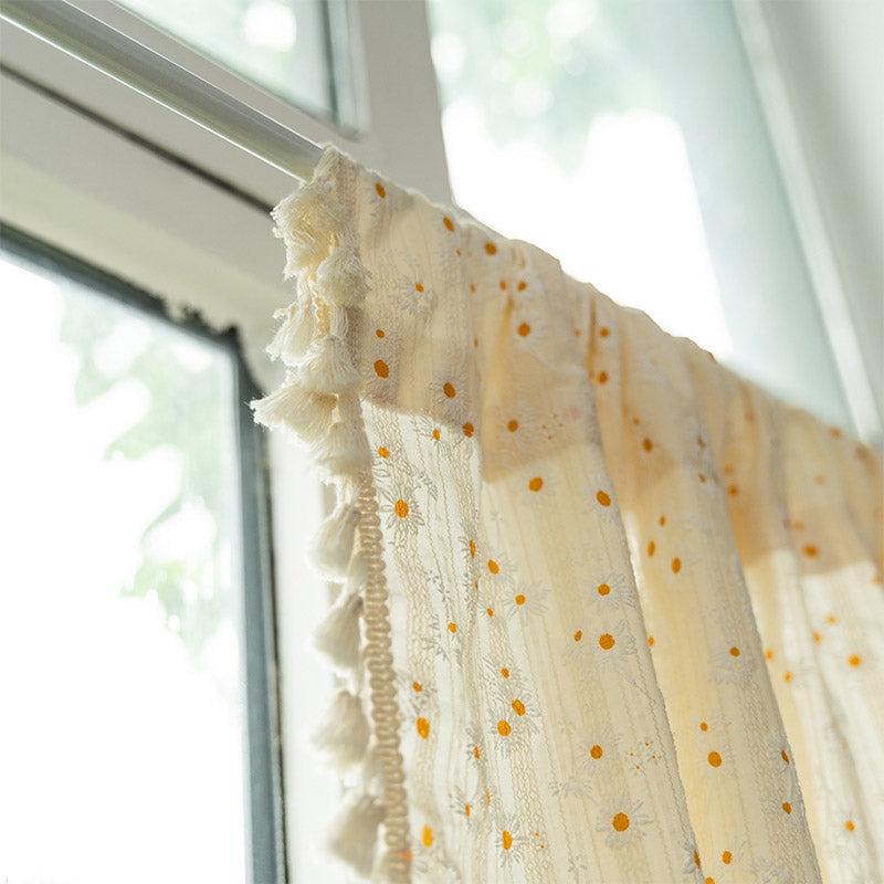 Natural Floral Layered Curtain in Soft Cotton Blend