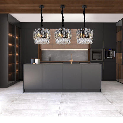 Luxury Crystal Drop LED Ceiling Light in Silver Stainless - Lusomart