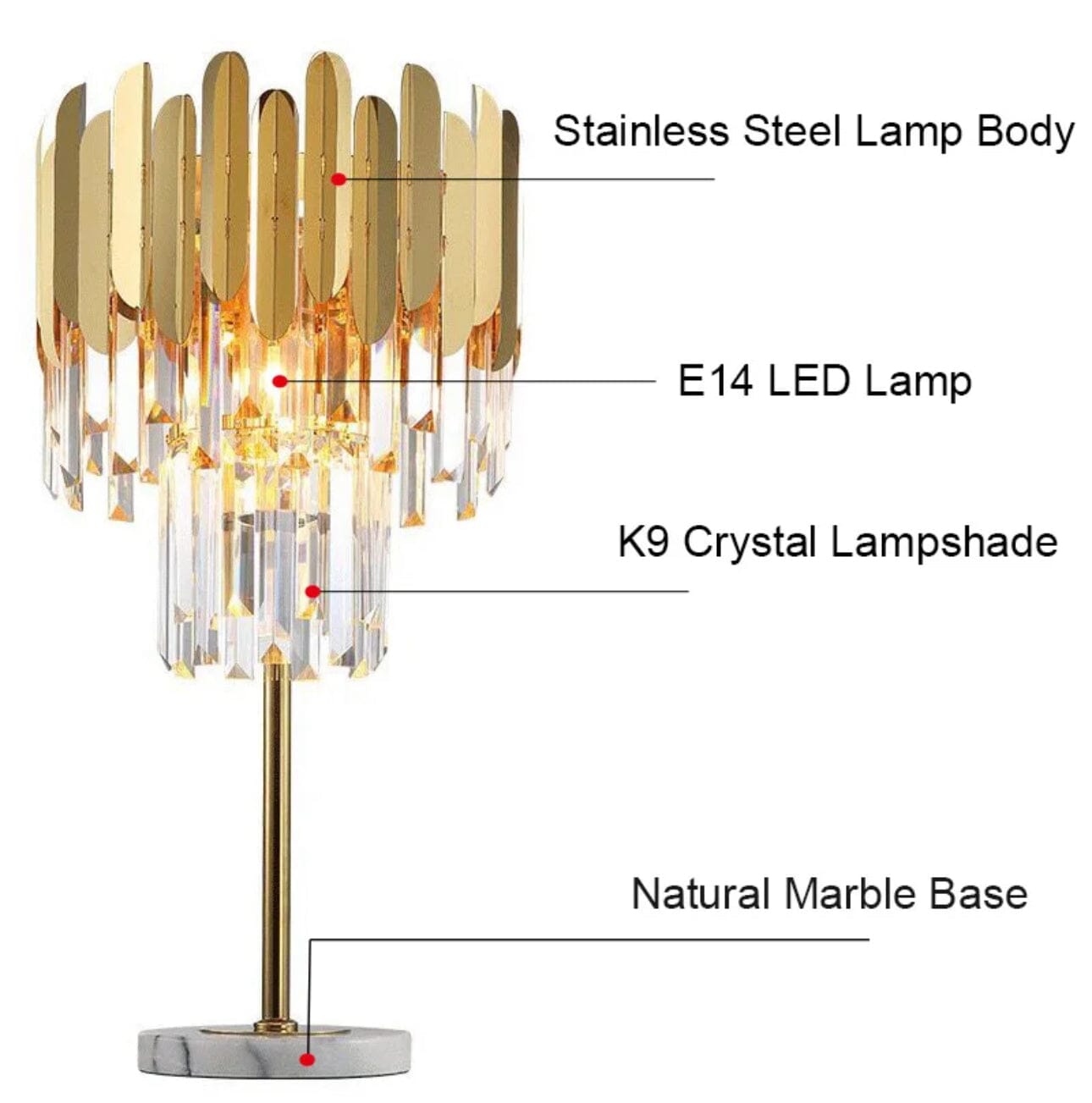 Luxury Glass Floor and Desk Lamp