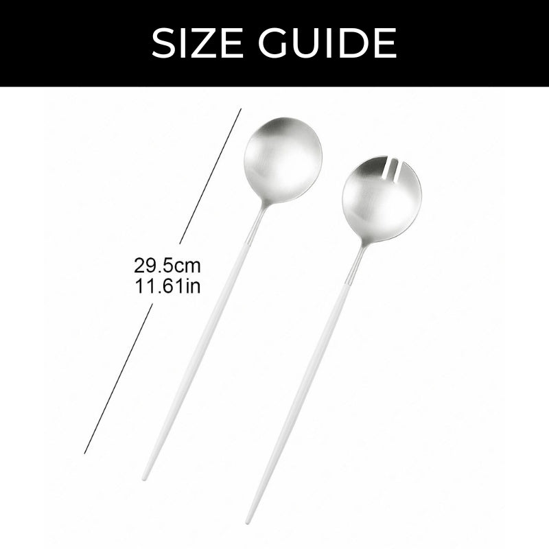 Modern White and Silver Serving Spoons Set