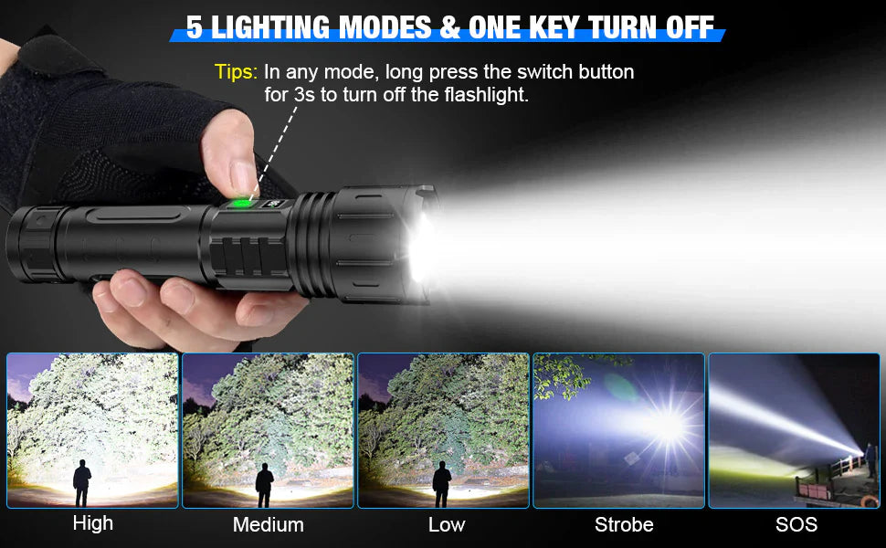High Power LED Torch With Rechargeable Battery Pack