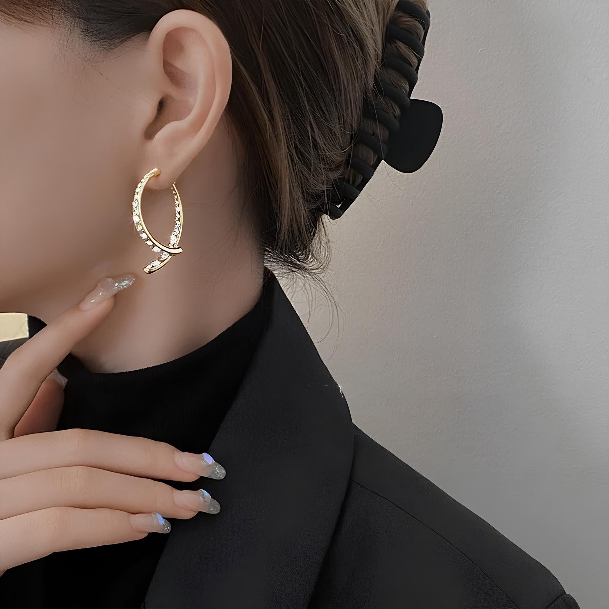 Elegant Arc Cross Drop Earrings - Lusomart
