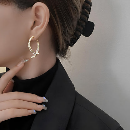 Elegant Arc Cross Drop Earrings - Lusomart