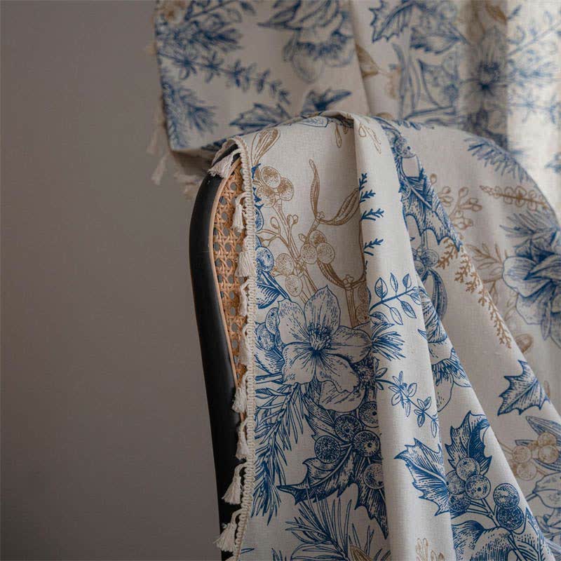 Pastel Floral Sheer Cotton Curtain Panel