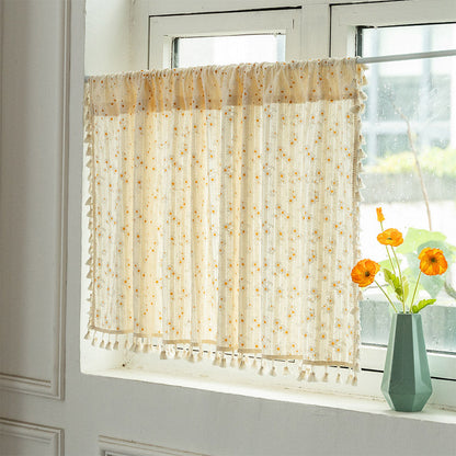 Natural Floral Layered Curtain in Soft Cotton Blend - Lusomart