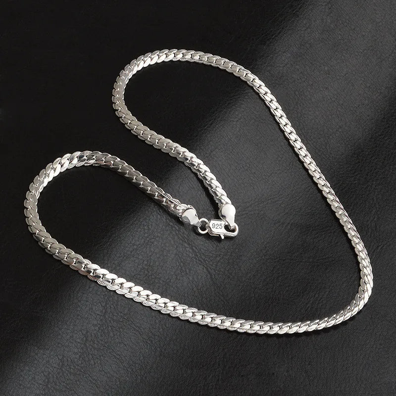 Elegant 925 Silver Chain Necklace For Women Bride