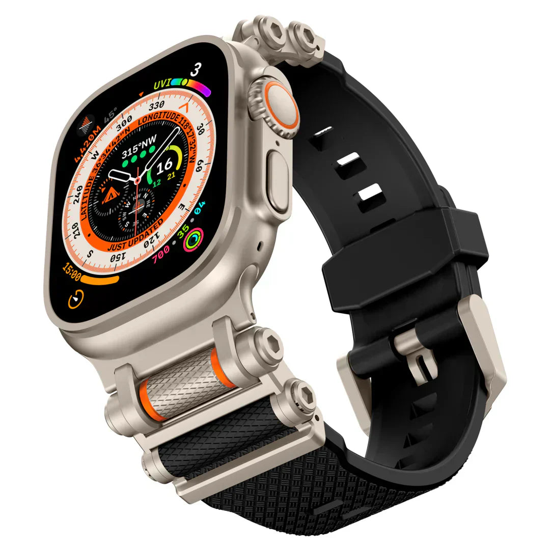 Durable Rotating Apple Watch Band with Silicone Strap