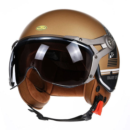 Retro Style Motorcycle Helmet With Clear Face Shield