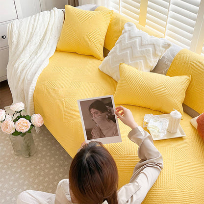 Simple Neutral Fabric Sofa Slipcover