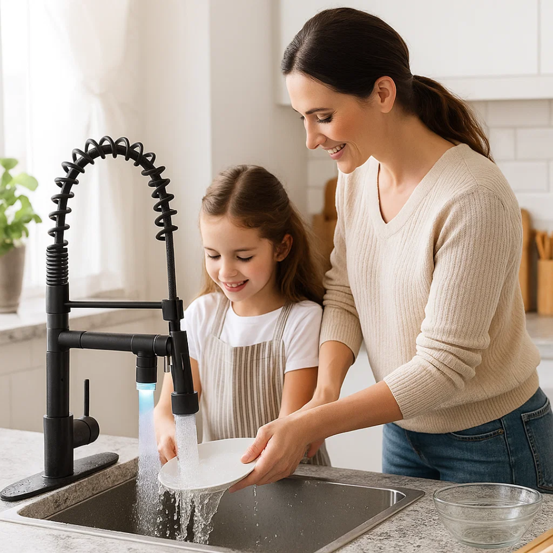 Flexible Kitchen Faucet with Modern Adjustable Spout