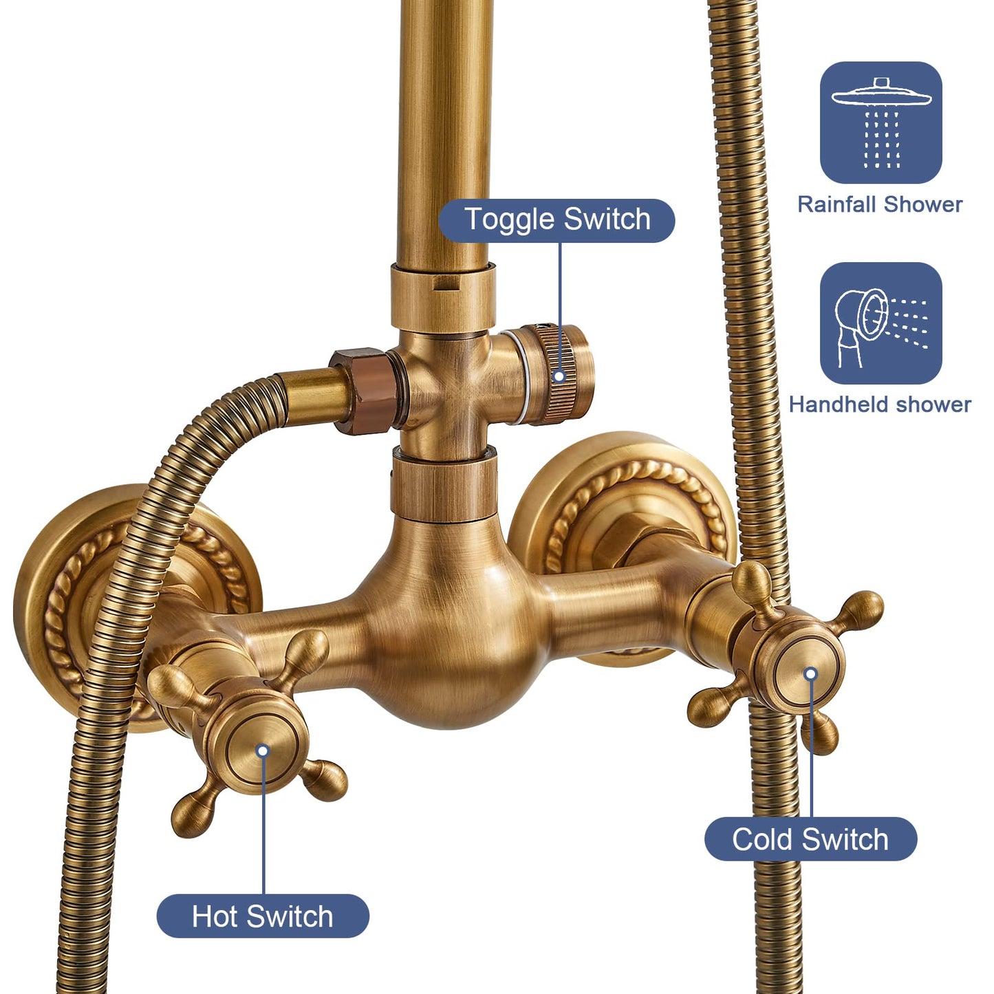 Classic Bronze Adjustable Wall Mount Shower Set